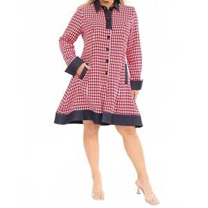 NEW KAREN T DESIGN plaid coat dress in pink